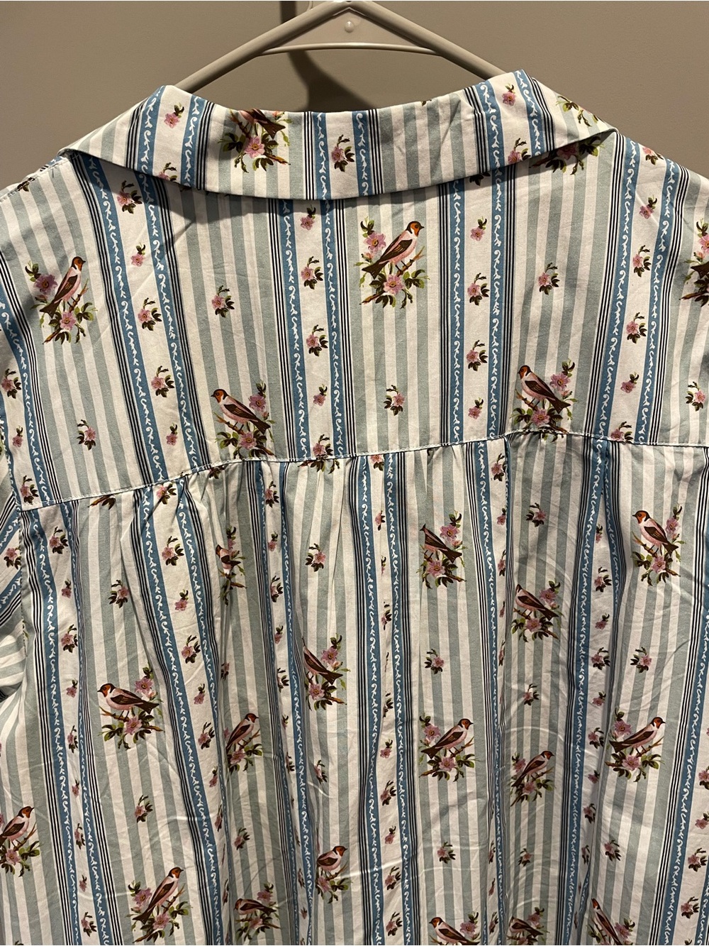 Anthropologie Light Blue Striped Floral And Bird Tie-Front Mini Dress NWOT - Picture 11 of 11